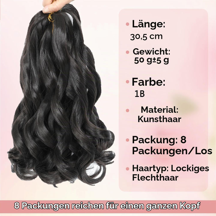 WoWCFyyds 8 Packs French Curl Braiding Hair 12 Inch Loose Wave Spiral Curly Braiding Hair Extensions