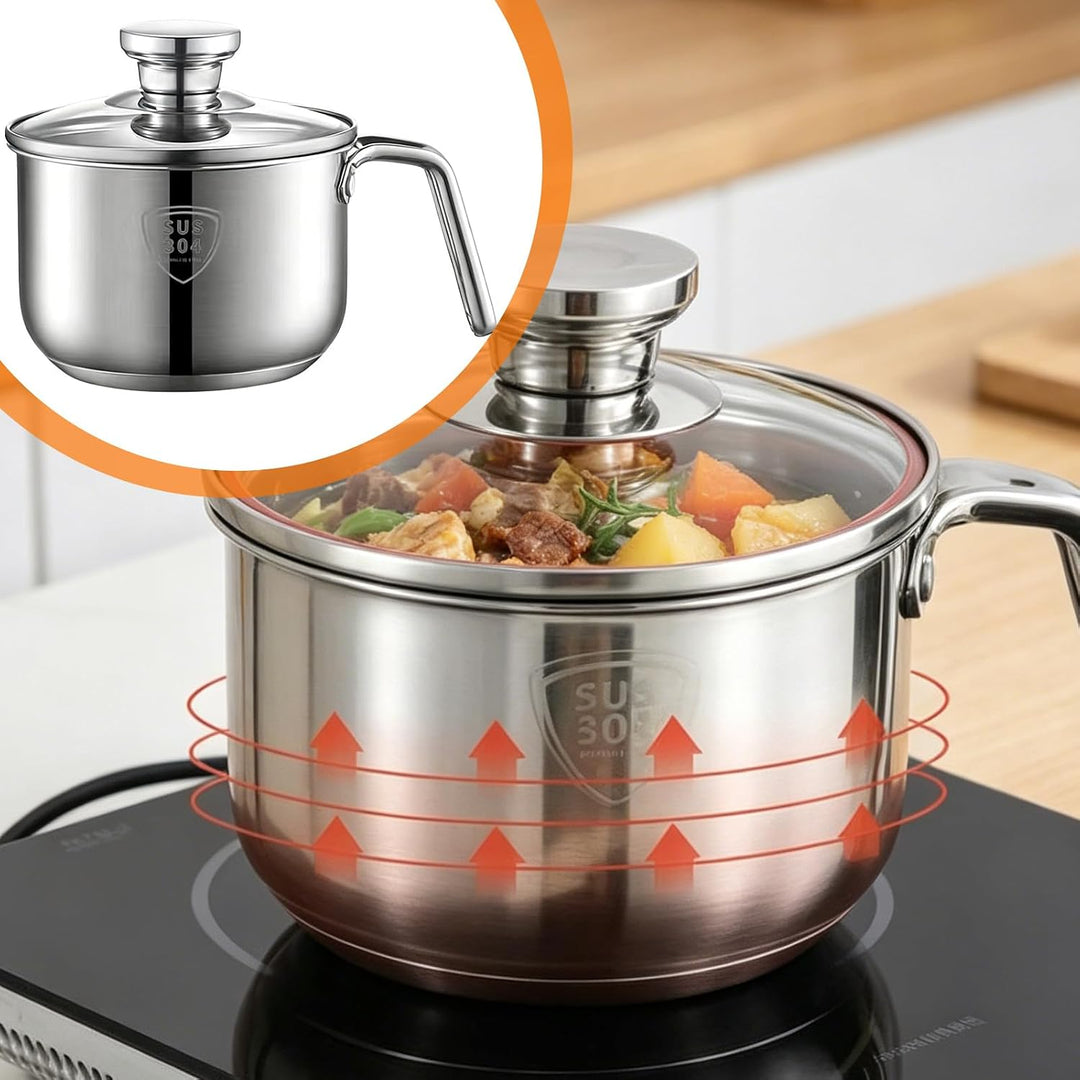Induktions Milchtopf Edelstahl: 2.4L Mini Milchtopf 18cm, Baby Nahrung Zubereitung für Milch &amp; Brei