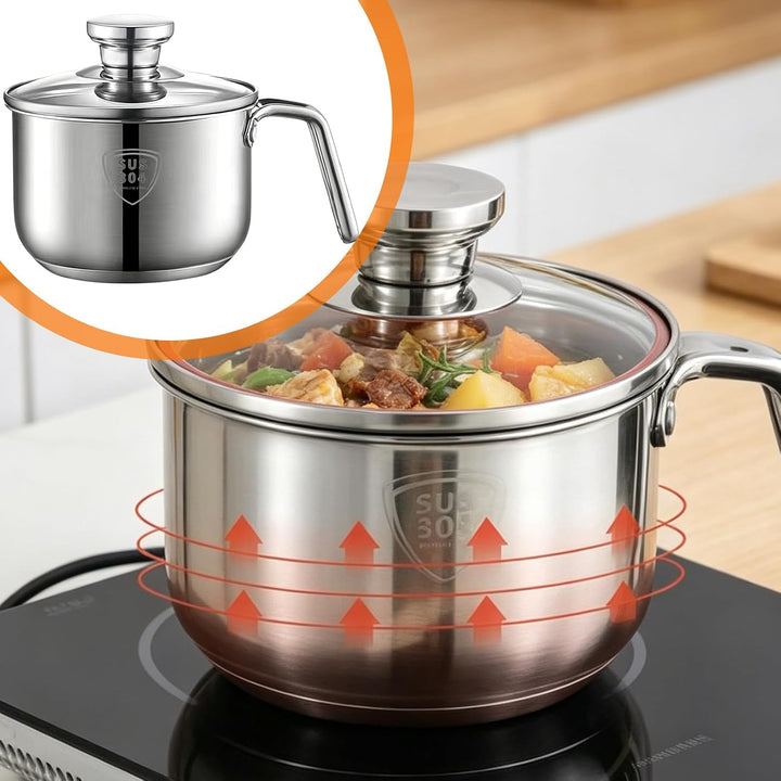 Induktions Milchtopf Edelstahl: 2.4L Mini Milchtopf 18cm, Baby Nahrung Zubereitung für Milch &amp; Brei