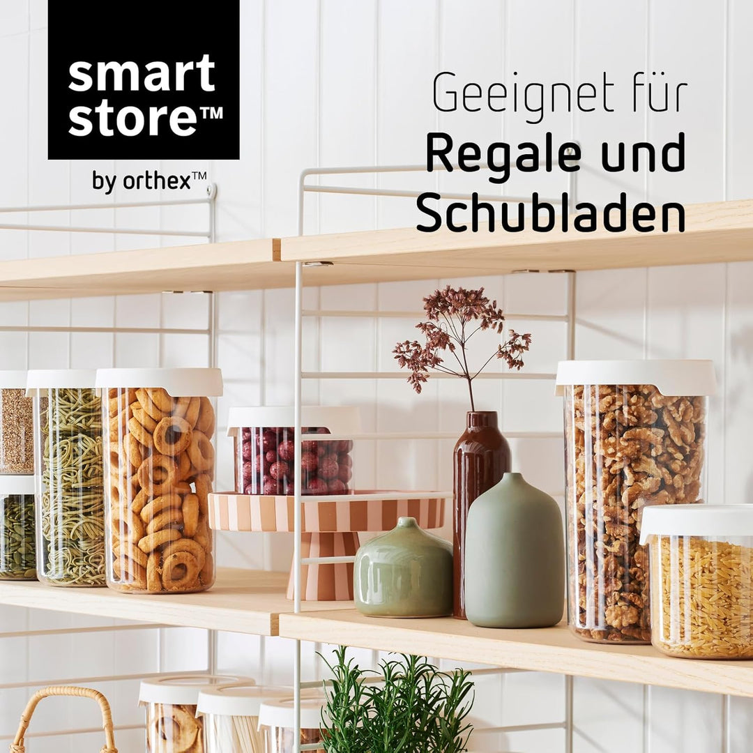 SmartStore Runde Vorratsdosen mit Deckel 0.75L und 1.45L – 6er Set – Kunststoff-Lagerung Box mit Dec