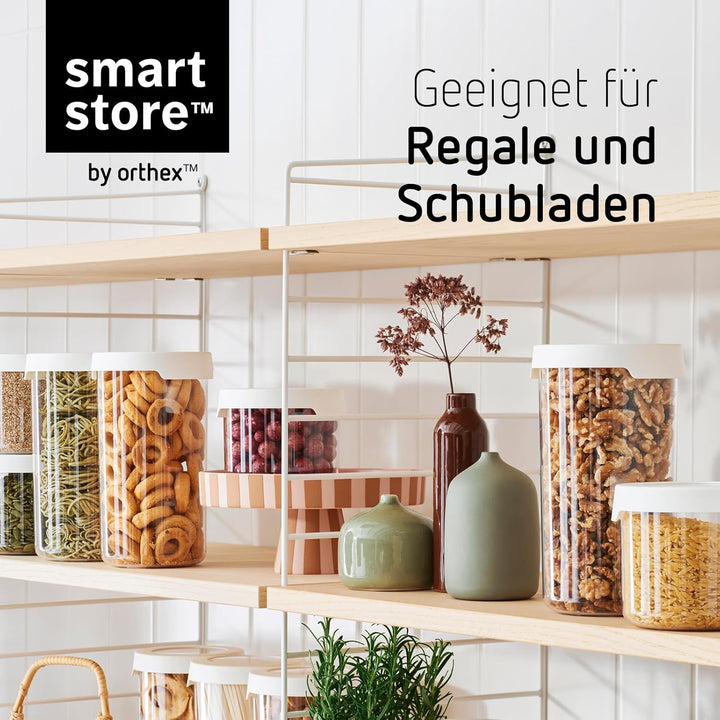 SmartStore Runde Vorratsdosen mit Deckel 0.75L und 1.45L – 6er Set – Kunststoff-Lagerung Box mit Dec