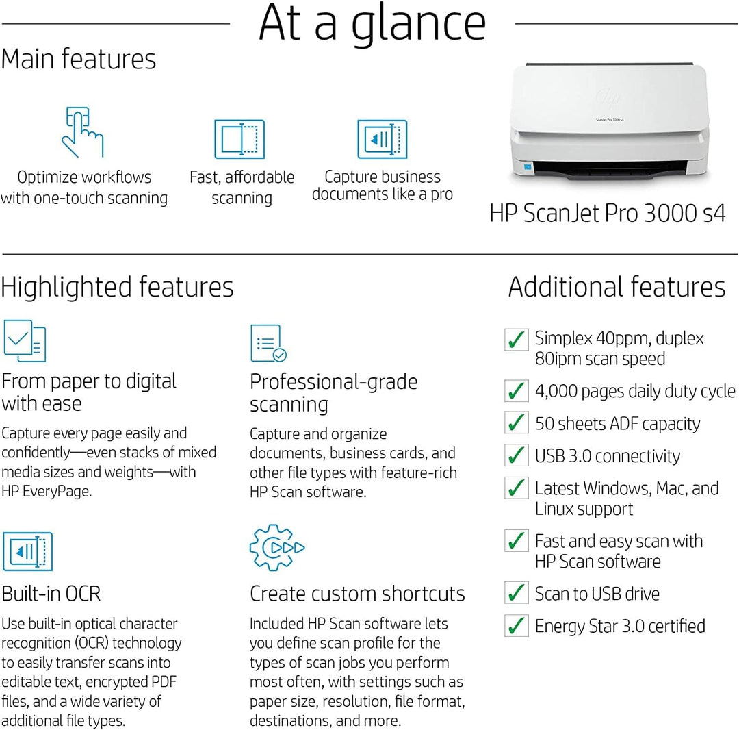 HP SCANJET Pro 3000 S4, Netzteilscanner N 6FW07AB19