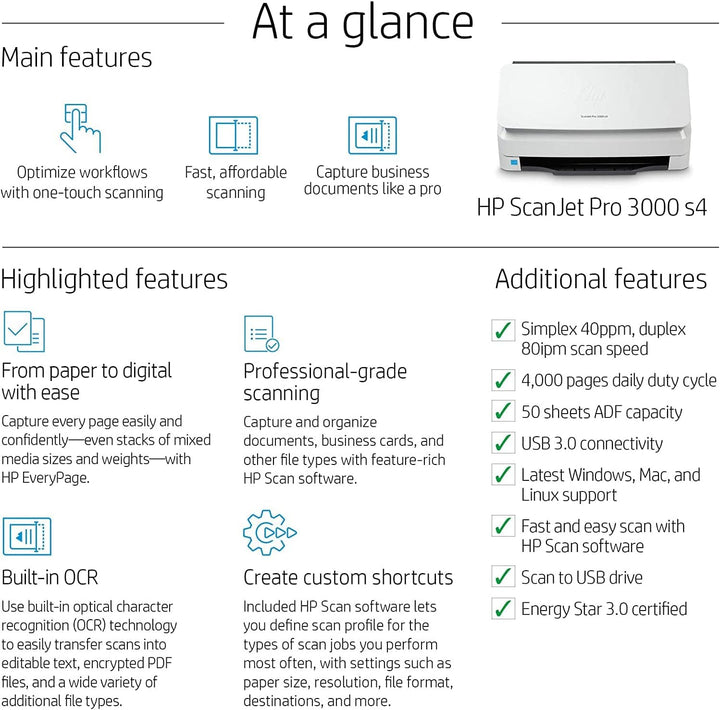 HP SCANJET Pro 3000 S4, Netzteilscanner N 6FW07AB19