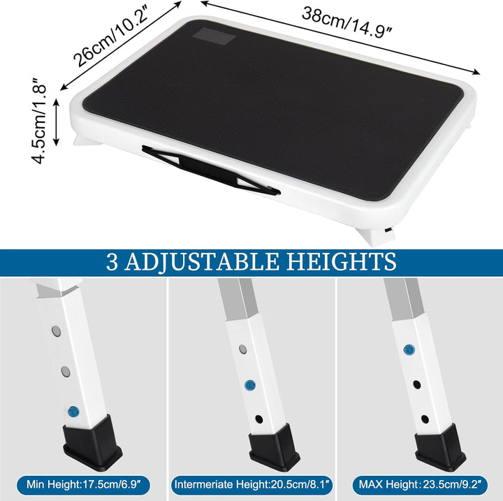 Klappbarer Tritthocker mit 3-stufiger Höhe verstellbar mit Rutschfester Plattform 10" x 15" Klappbar