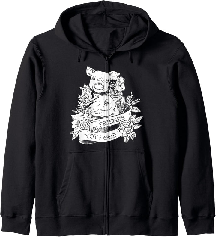 Vegan Friends Not Food Schwein Geschenk Veganismus pflanzliche Nahrung Kapuzenjacke