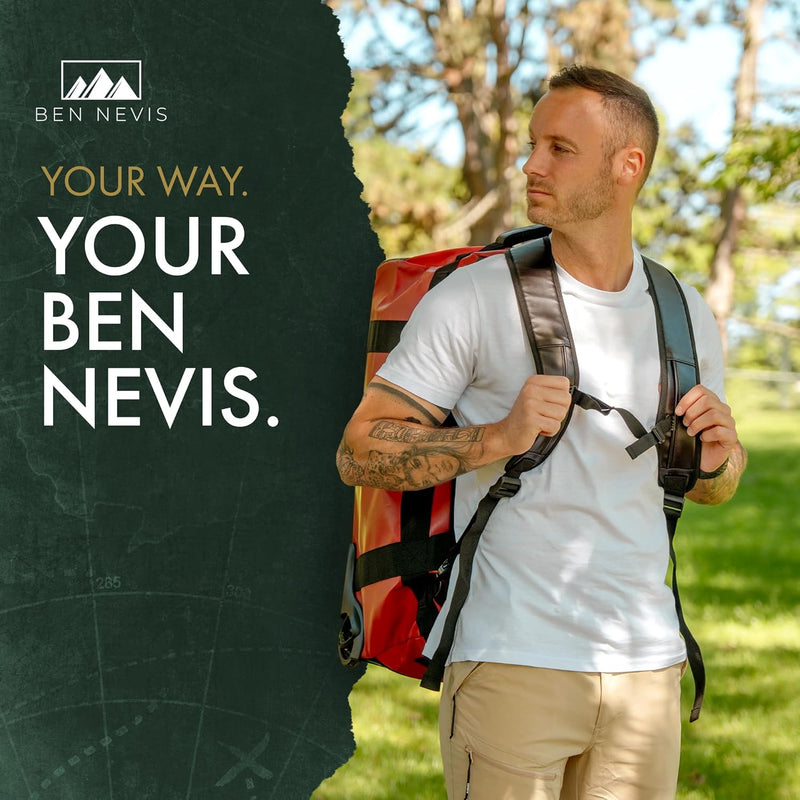BEN NEVIS Reisetasche mit Rollen – 3in1 Tasche, Trolley + Rucksack [Gross 80L - 3,4kg] Travel Bag Re