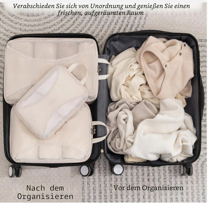 Travel Packing Cube Set - Compression Organizer with Shoe Bag, Toiletry Pouch &amp; Laundry Bag, Lightwe