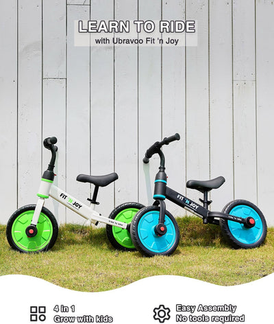 UBRAVOO Fit 'n Joy Kinderfahrrad Fahrräder, 4-in-1 Laufrad für Kinder mit Pedalen und Stützrädern, T