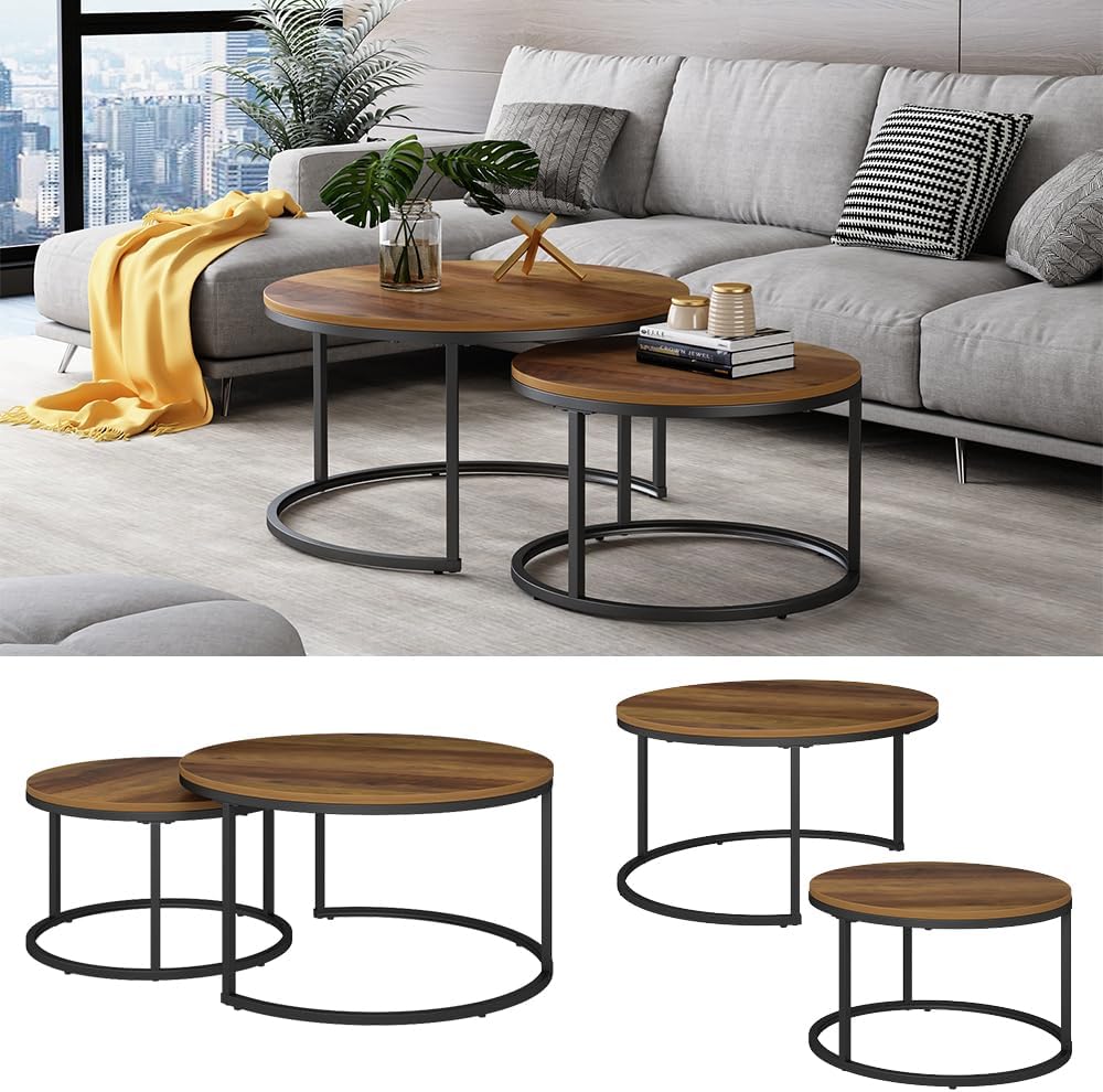 Vicco Couchtisch Set Montreal, Antikholz, 77 x 40 cm 2 Teile