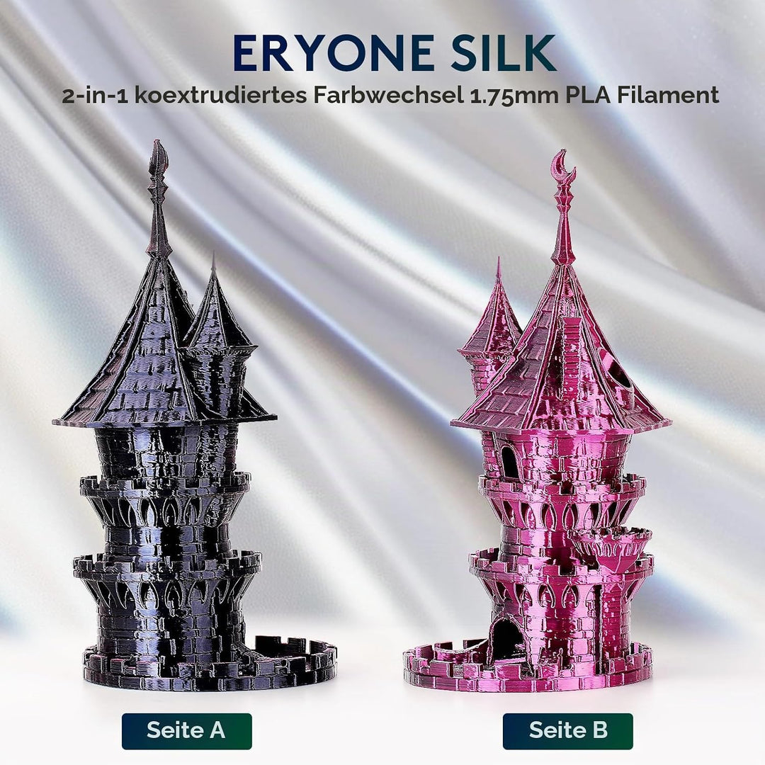 ERYONE Silk Dual Color Filament PLA 3D Printer 1.75mm, -0.03mm, Coextrusion Filament PLA Shiny Filam