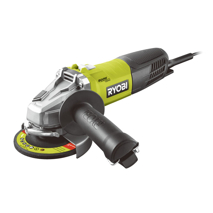 RYOBI 125mm Winkelschleifer 800W RAG800-125G (Spindelarretierung, Schutzhaubenschnellverstellung, Wi