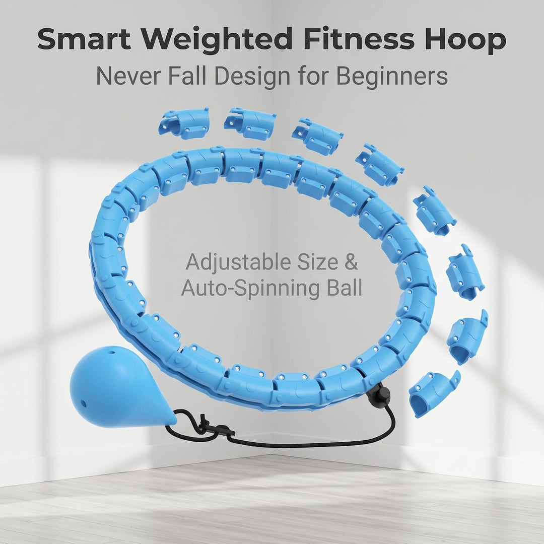 Smart Hula Hoop mit Gewicht 0.36kg, 32 Knoten Verstellbar 57-165 cm, Hula Hoop Reifen mit Gewicht zu