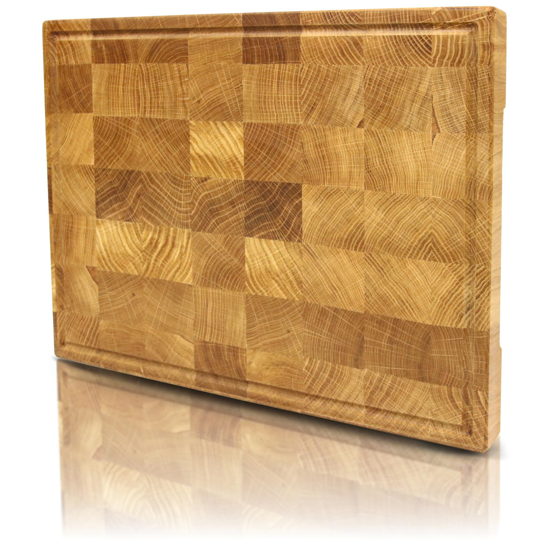 holz4home® Premium Schneidebrett Stirnholz aus Eiche I 40 x 30 x 4 cm I Hackbrett Unterlage für die