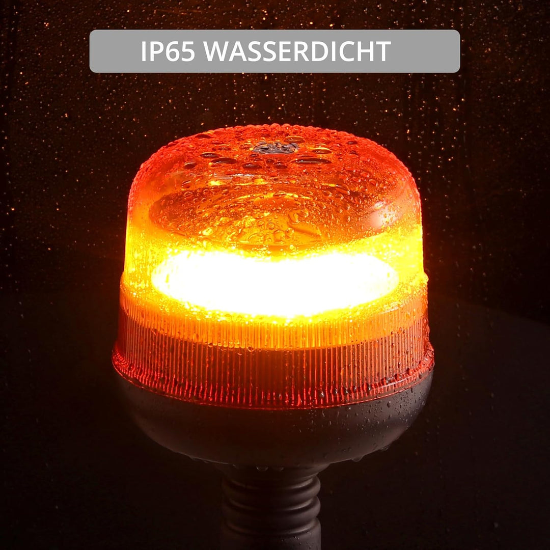 Justech 30 LEDs Warnleuchten Rundumleuchte Gelbes LED-Leuchtfeuer 12/24V E-Prüfzeichen Blitzlicht IP