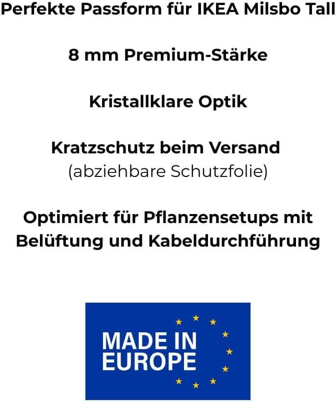 Einlegeboden für IKEA MILSBO hoch Gewächshausschrank – 8 mm dicke, klare Acryl-Pflanzenregale, kompa