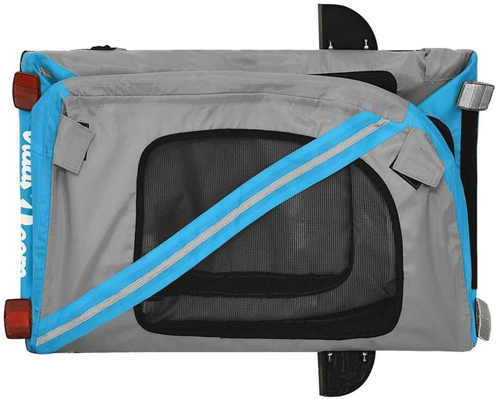 vidaXL Fahrradanhänger Hunde Hundeanhänger Hundetransporter Oxford-Gewebe Eisen Blau 125 x 63 x 66 c