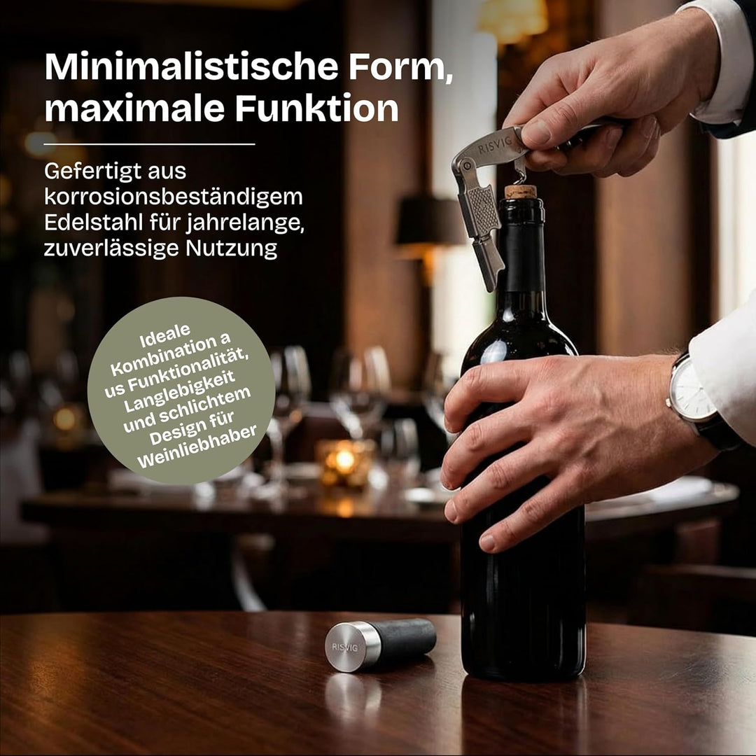 Acutus Weinset – Profi Kellnermesser Korkenzieher & Vakuum-Weinstopfen – Hochwertiges Bar-Set aus Ed