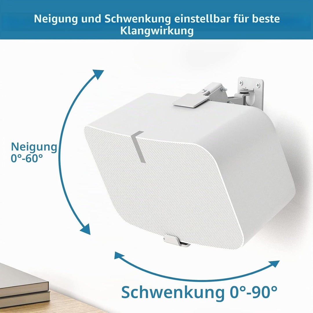 Yibracki Robuste Lautsprecherhalterung für Sonos Five & Play 5 Gen 2, weiss, unterstützt 15,9 kg Wei