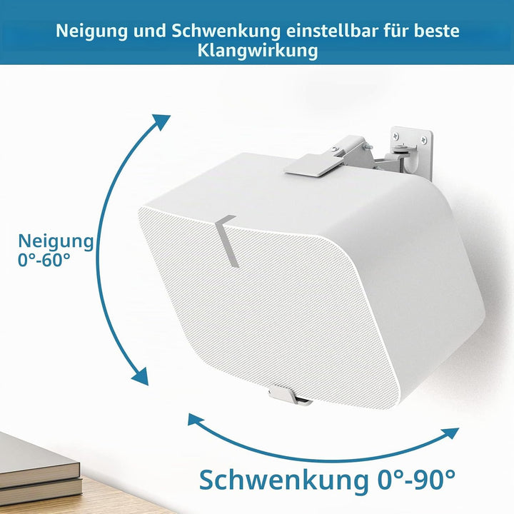 Yibracki Robuste Lautsprecherhalterung für Sonos Five & Play 5 Gen 2, weiss, unterstützt 15,9 kg Wei