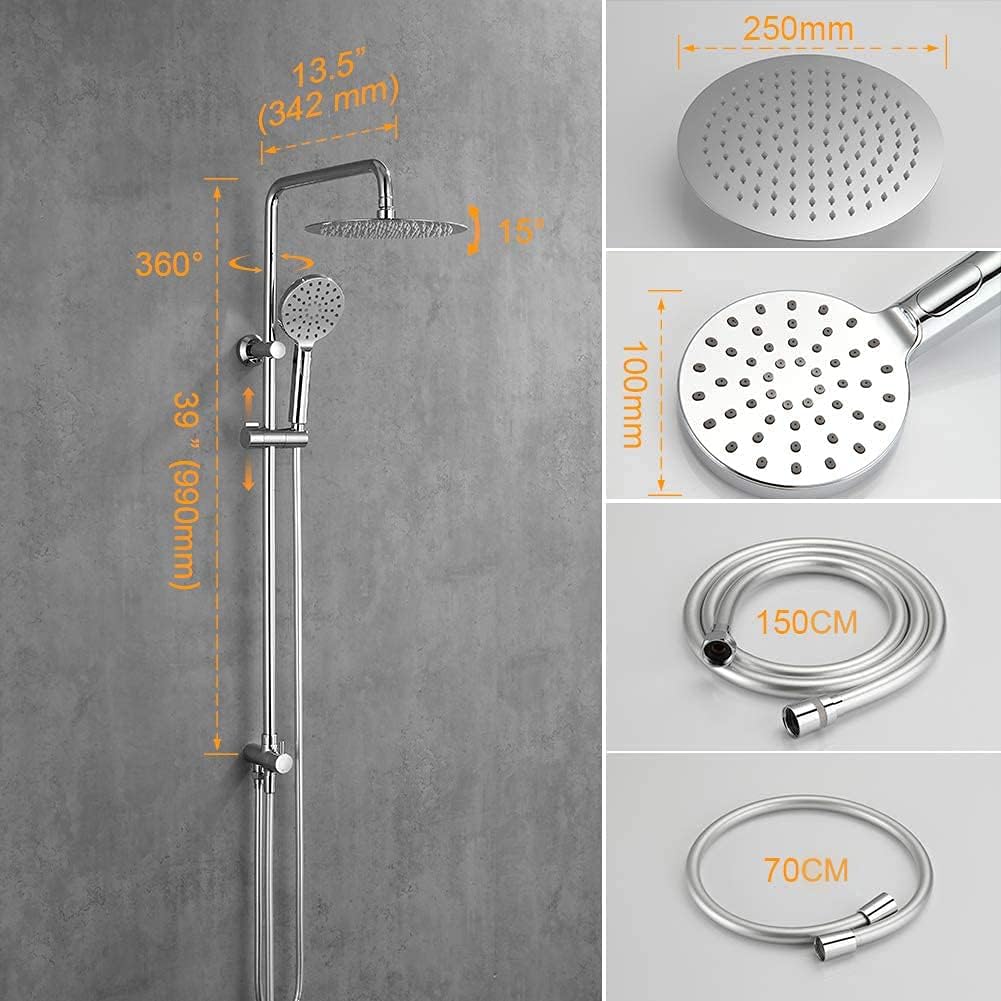 GRIFEMA COLUMNAS-G7005 | Duschsystem ohne Armatur, Brauseschlauch, Handbrause, Brausehalter, Duschst
