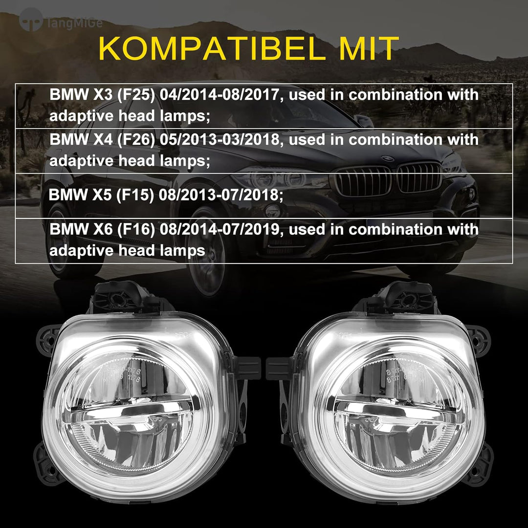 TangMiGe Nebelscheinwerfer Kompatibel mit BMW X3 (F25) 14-17, X4 (F26) 13-18, X5 (F15) 13-18, X6 (F1