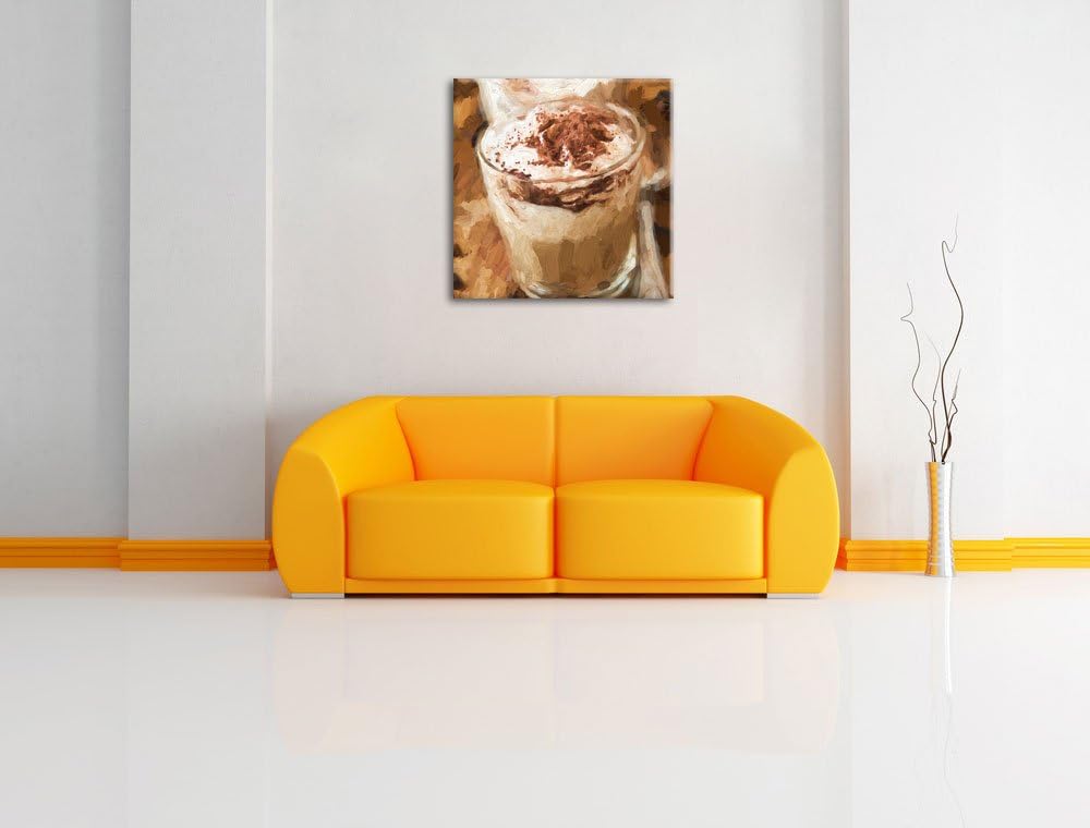 Leckerer Cappucino, Format: 70x70 auf Leinwand, XXL riesige Bilder fertig gerahmt mit Keilrahmen, Ku