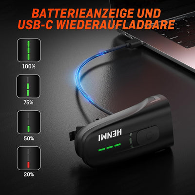 HENMI LED Auto Fahrradlicht Vorne, USB Aufladbar Fahrradbeleuchtung 100 Lux mit 4 Beleuchtungsmodi,