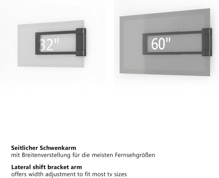 mywall HP29L Elektrische Wandhalterung für Flachbildfernseher 32-60 Zoll (81-152cm) Tragkraft 40 Kg