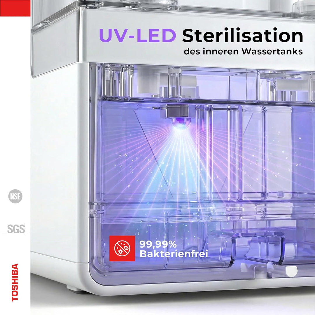 Toshiba Osmoseanlage, Wasserfilter Trinkwasser, Auftisch, Keine Installation, Heisswasserspender, Um