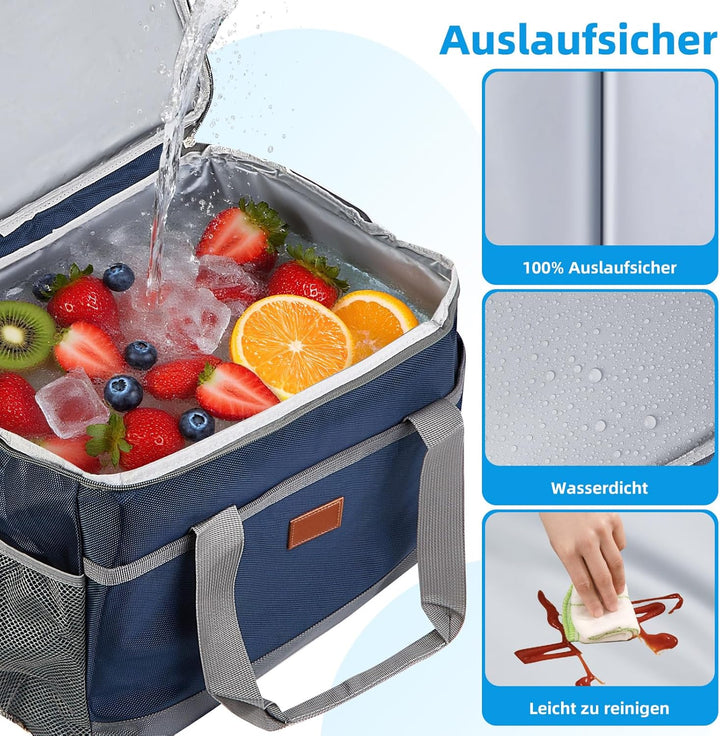 FOSER KüHltasche 35l Gross Thermotasche faltbar Mit Tragegurten Lunchtasche Campingtasche KüHlrucksa