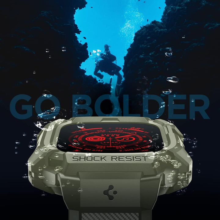 Spigen Rugged Armor Pro Hülle mit Band für Apple Watch Ultra 3/2/1 49mm | TPU-Unibody-Hülle mit Armb
