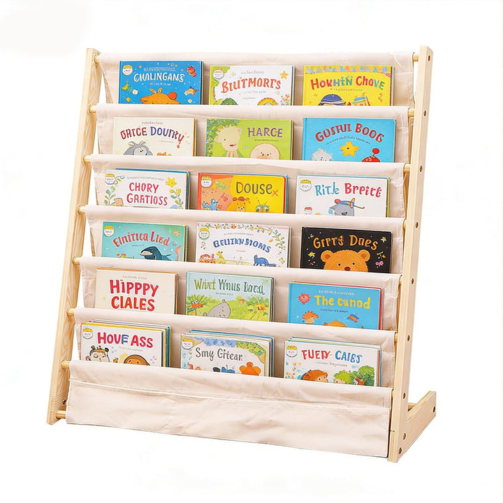 Bücherregal Kinder mit 6 Oxford-Stoff Fächern,Kinder-Bücherregal, 6 Ebenen, Bücherregal,Aufbewahrung