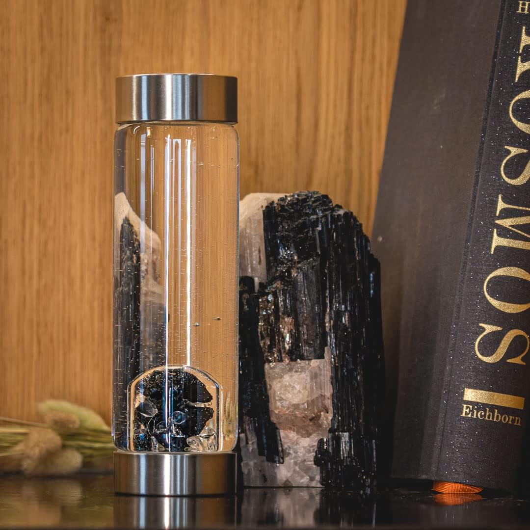 VitaJuwel ViA VISION - Wasserflasche mit echtem Edelschungit und Bergkristall
