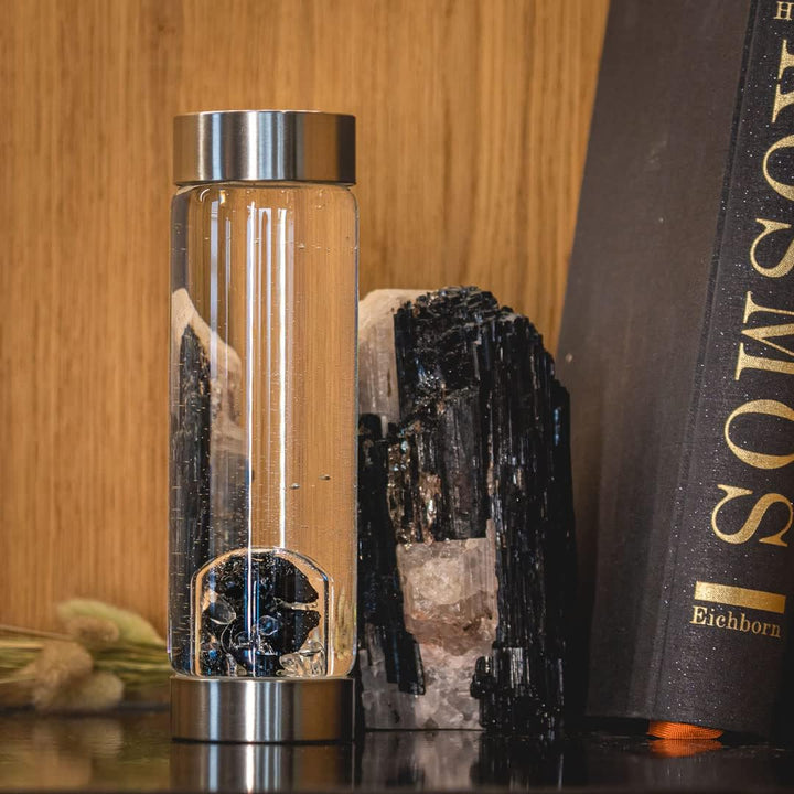 VitaJuwel ViA VISION - Wasserflasche mit echtem Edelschungit und Bergkristall