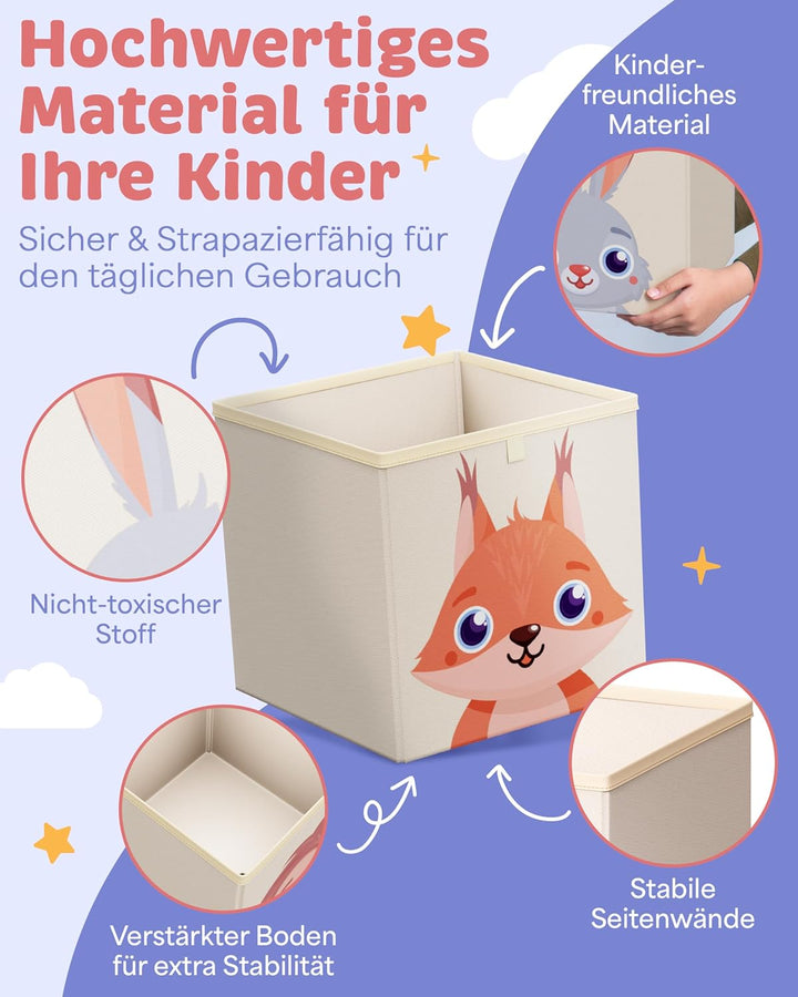 Aufbewahrungsbox Kinderzimmer 4er Set – Kallax Boxen Kinder, praktische Organizer Kinderzimmer, Spie