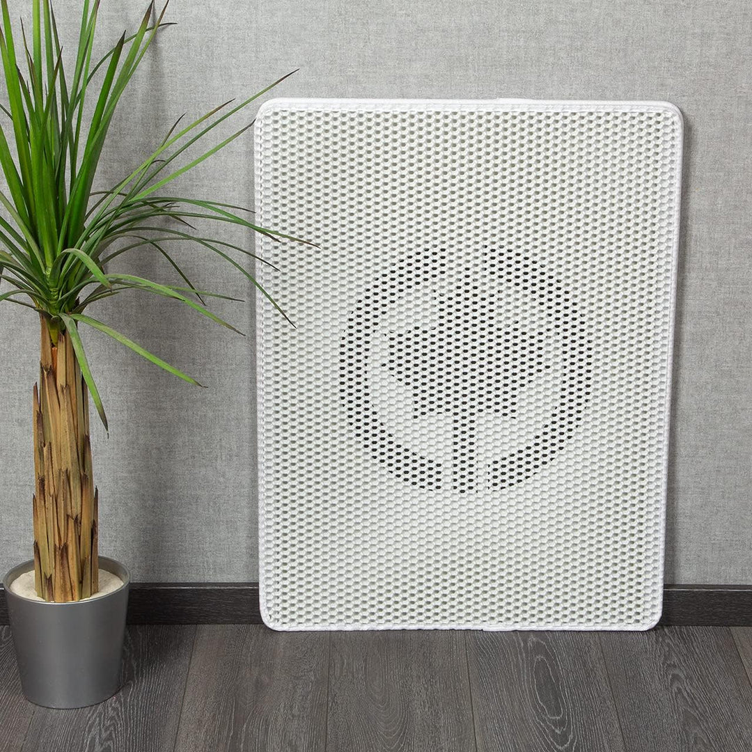 CanadianCat Company ® | 2021 | 58 x 76 cm | Premium Katzenstreu Matte | weiss | grosse Katzenklo Mat