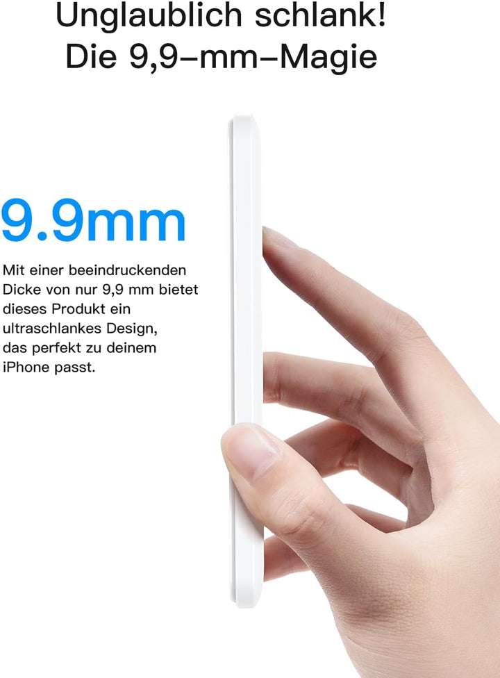 Powerbank Power Bank für MagSafe Slim Dünn 5000mAh Qi2 15W Max Digitalanzeige Schlank Schnellladen M