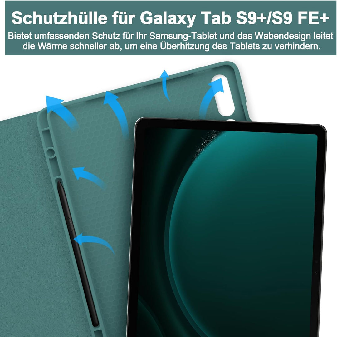 Bettdow für Samsung Galaxy Tab S10+/S10 Plus Tastatur Hülle, QWERTZ Layout Abnehmbarer Beleuchtete T