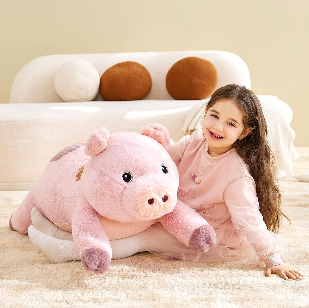 IKASA Gross Schwein Stofftier Riesen Kuscheltier,78cm Gross Plüschtier Süsse Riesige Flauschige Weic