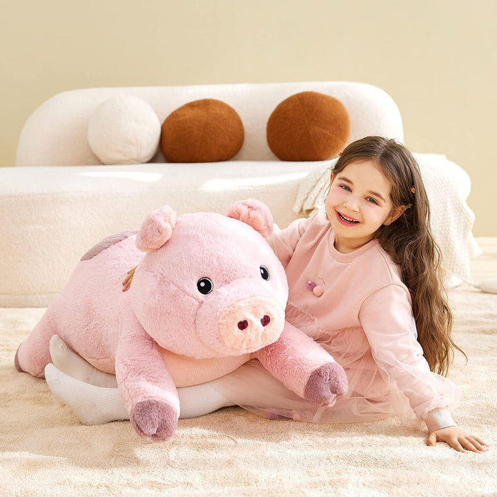 IKASA Gross Schwein Stofftier Riesen Kuscheltier,78cm Gross Plüschtier Süsse Riesige Flauschige Weic