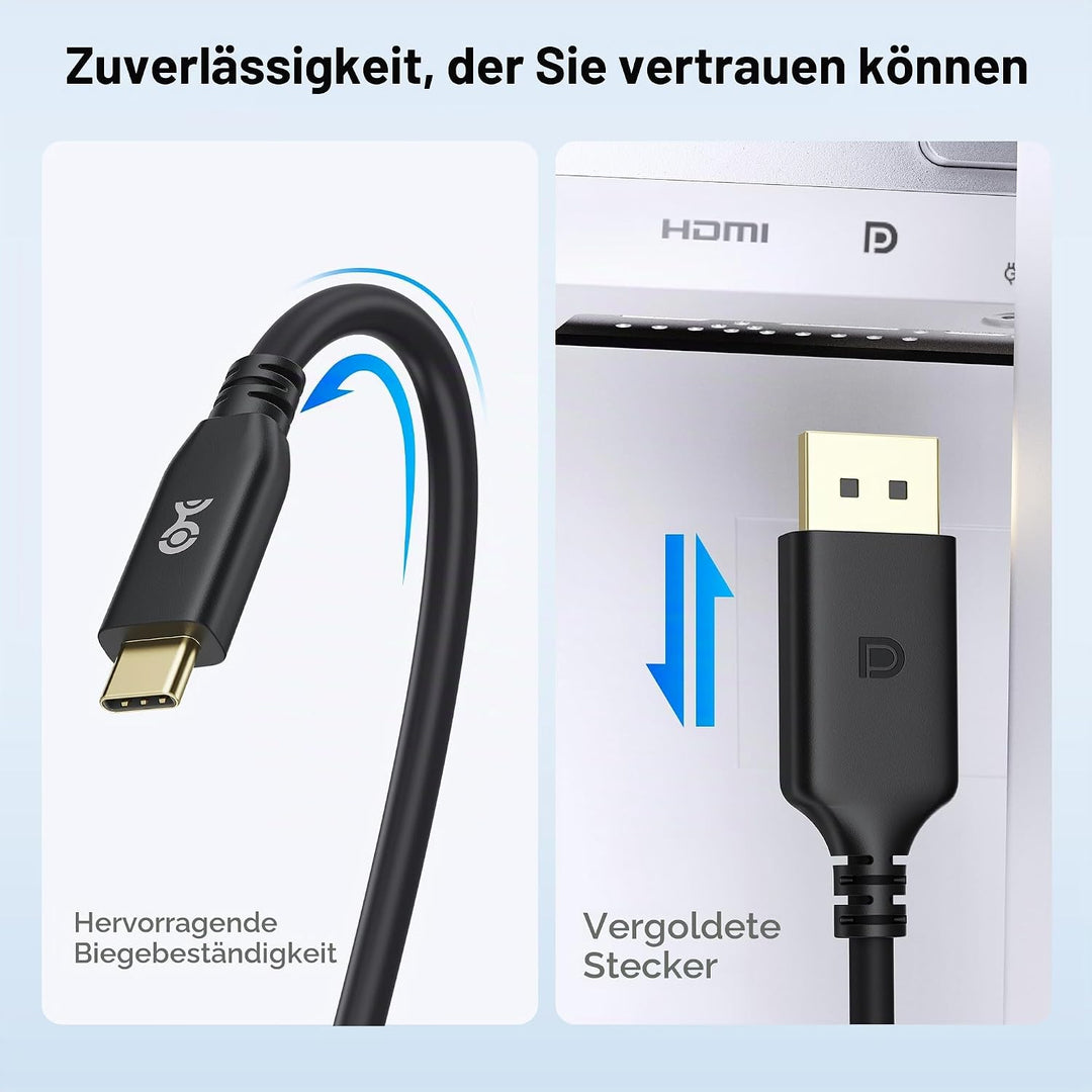 Cable Matters [VESA-zertifiziert] 40 Gbps USB C DisplayPort 2.1 Kabel 1 m, unterstützt DP40, 8K@120H