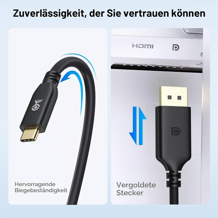 Cable Matters [VESA-zertifiziert] 40 Gbps USB C DisplayPort 2.1 Kabel 1 m, unterstützt DP40, 8K@120H