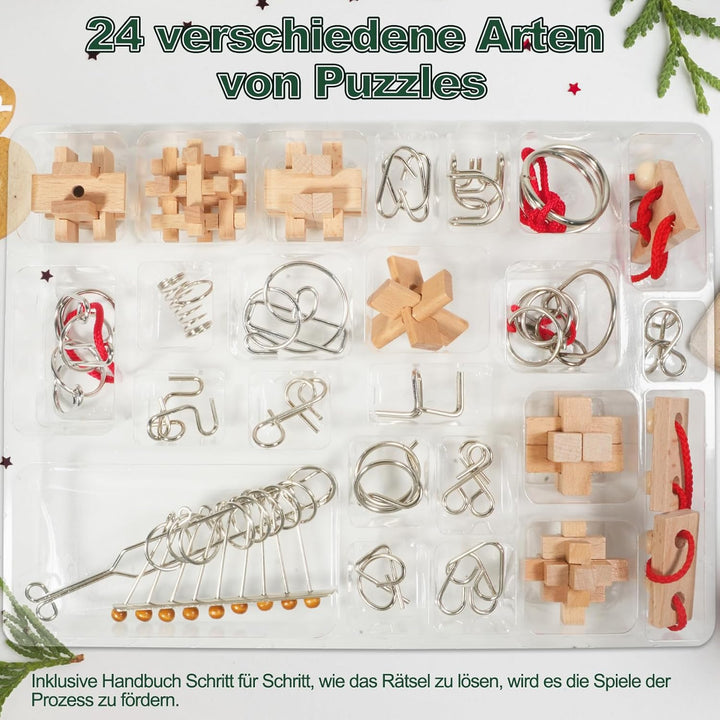 Adventskalender 2025 Knobelspiele für Kinder & Erwachsene-24 Tage von Weihnachtskalender Geschenke m