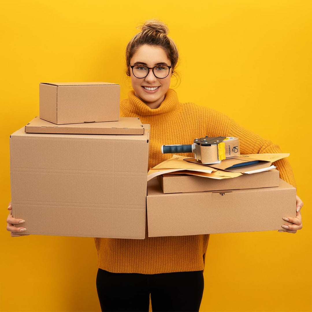 100 Faltentaschen 500x400x100 mm mit Klotzboden, doppelte Haftklebung und Aufreissfaden Versandtasch