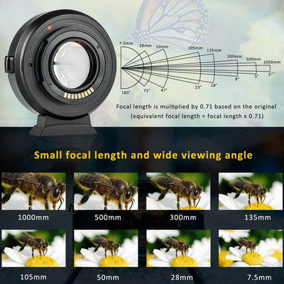 VILTROX EF-EOS M2 0,71x Speedbooster Adapter Autofokus für EF-mount Objektiv für für Canon EOS M Sys