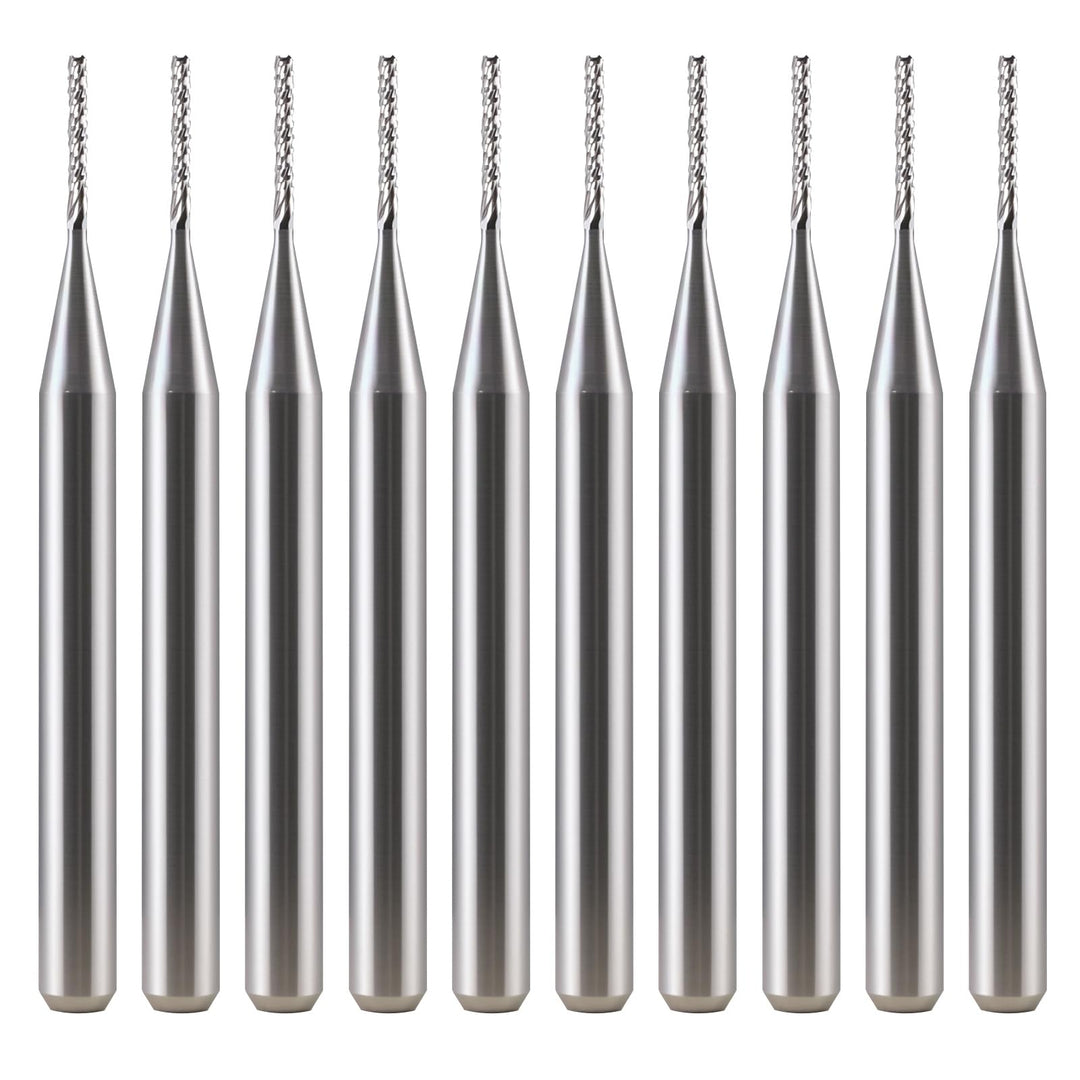 EU_HOZLY 10 Stücke Fräser 3.175mm Hartmetall-Endfräser Gravierbits CNC-Leiterplatten-Maschinen 0.8mm
