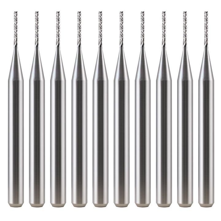 EU_HOZLY 10 Stücke Fräser 3.175mm Hartmetall-Endfräser Gravierbits CNC-Leiterplatten-Maschinen 0.8mm