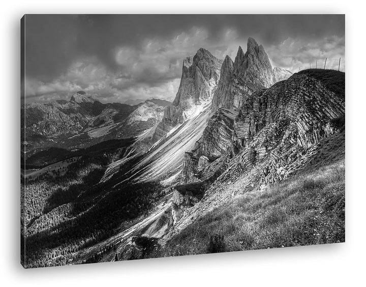 deyoli Dolomiten Format: 80x60 Effekt: Schwarz&Weiss als Leinwandbild, Motiv fertig gerahmt auf Echt