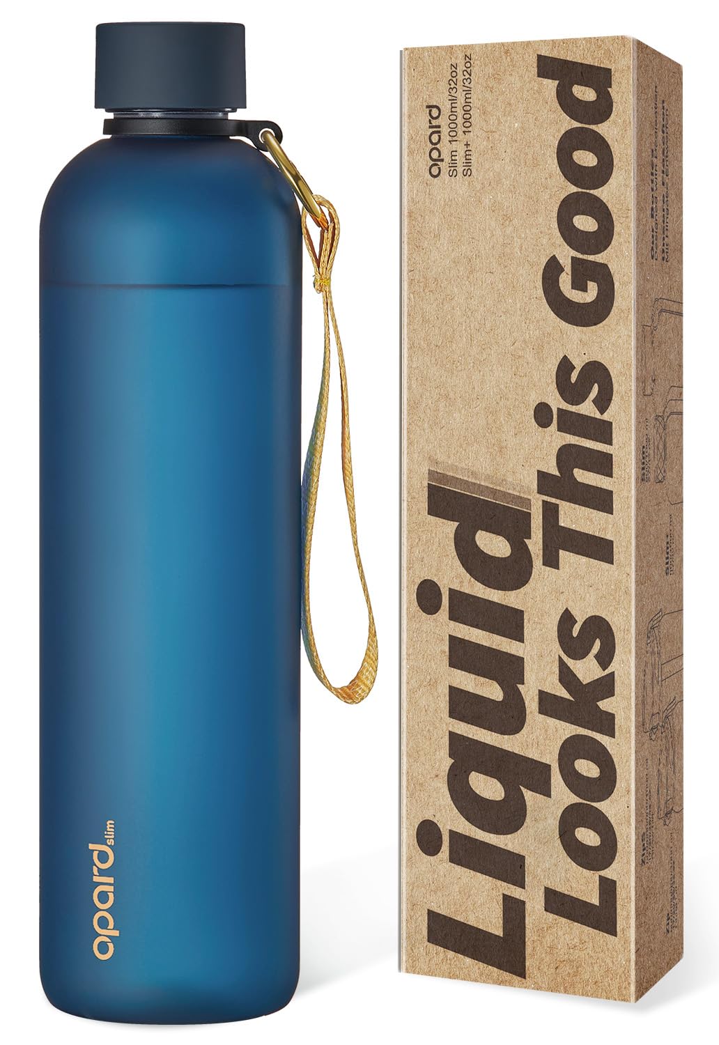 Opard Slim Trinkflasche 1l, Kohlensäure geeignet Wasserflasche, Water Bottle Spülmaschinenfest, BPA