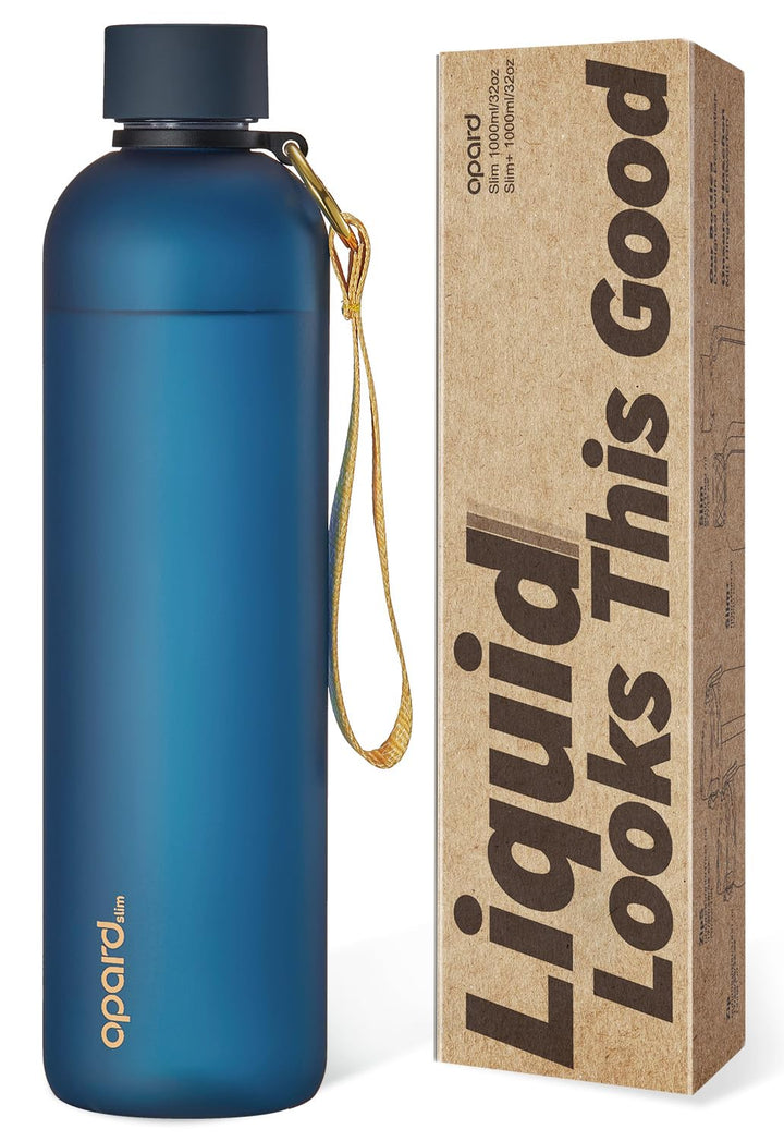Opard Slim Trinkflasche 1l, Kohlensäure geeignet Wasserflasche, Water Bottle Spülmaschinenfest, BPA